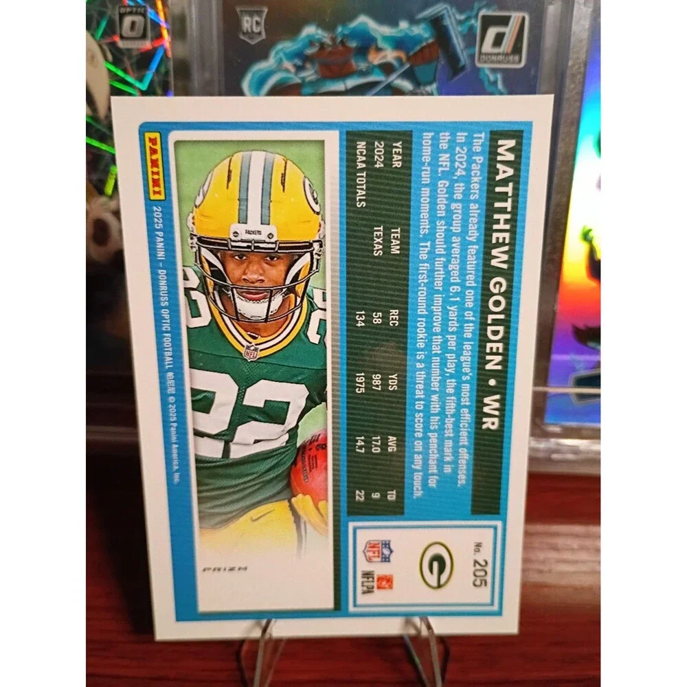 2025 Panini Donruss Optic- Rated Rookie Matthew Golden 205 Blue Glitter Rare SSP